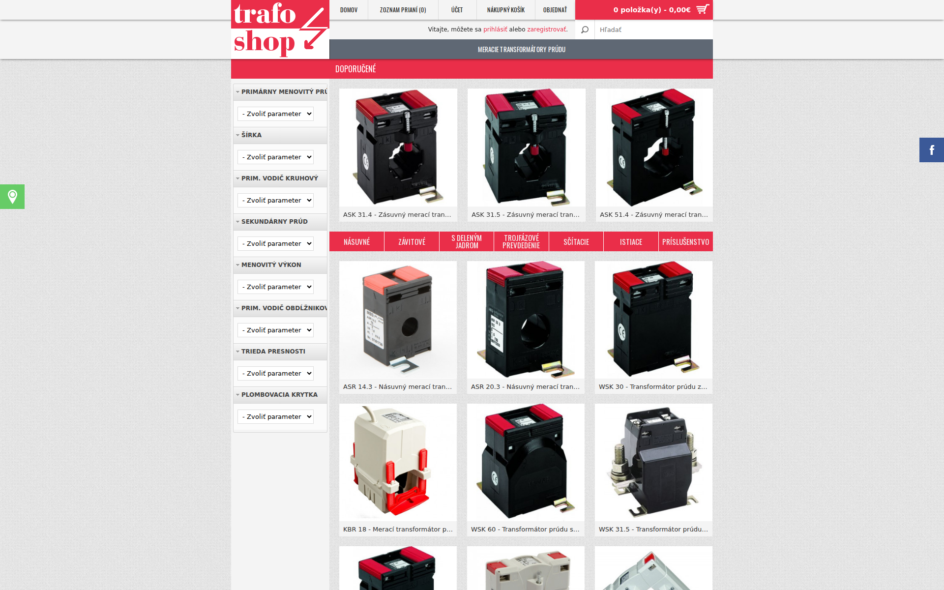 Náhľad webu trafoshop.sk