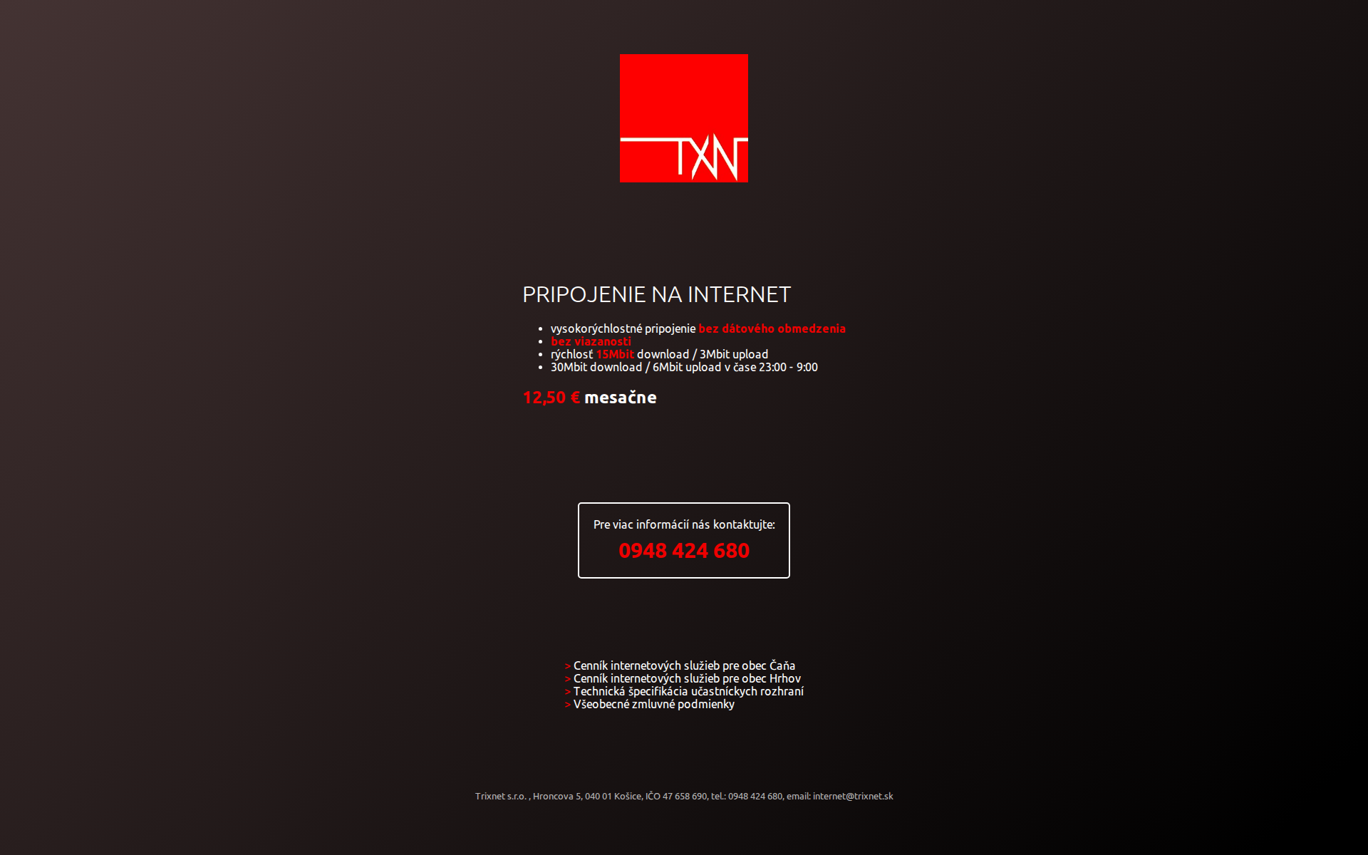 Náhľad webu trixnet.sk