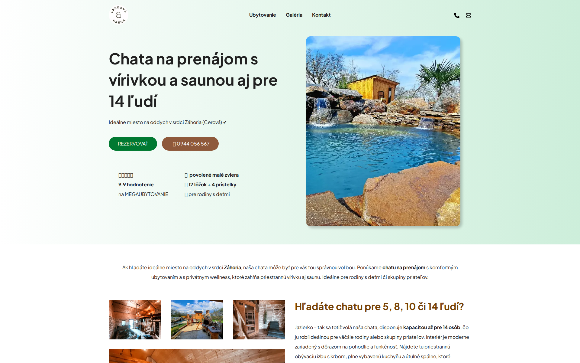 Náhľad webu ubytovaniejazierko.sk