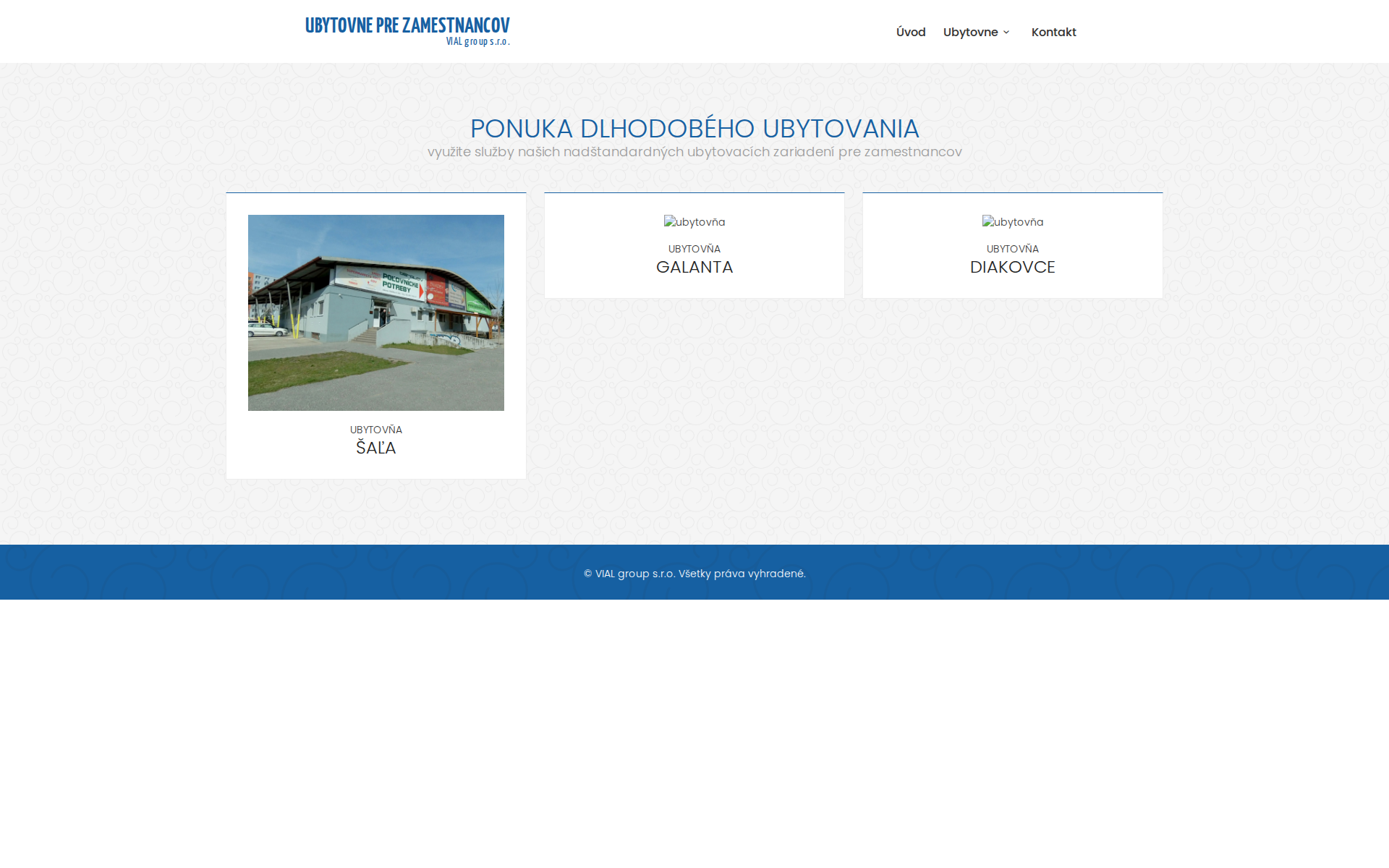 Náhľad webu ubytovnesala.sk