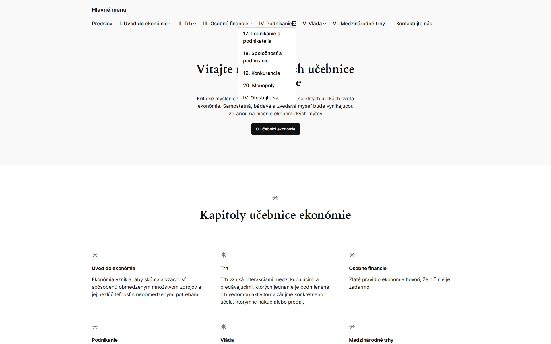 Náhľad webu ucebnicaekonomie.sk