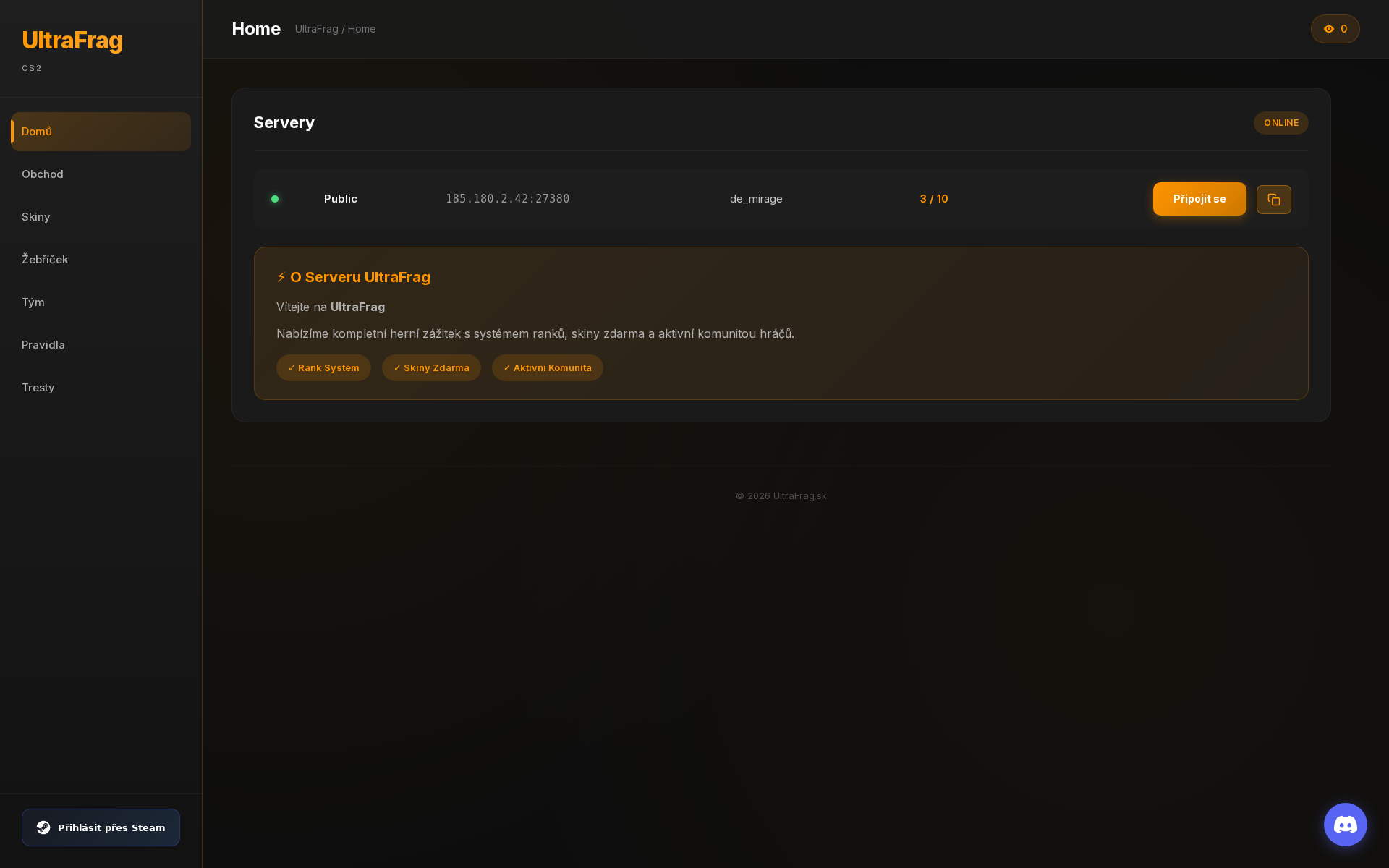 Náhľad webu ultrafrag.sk