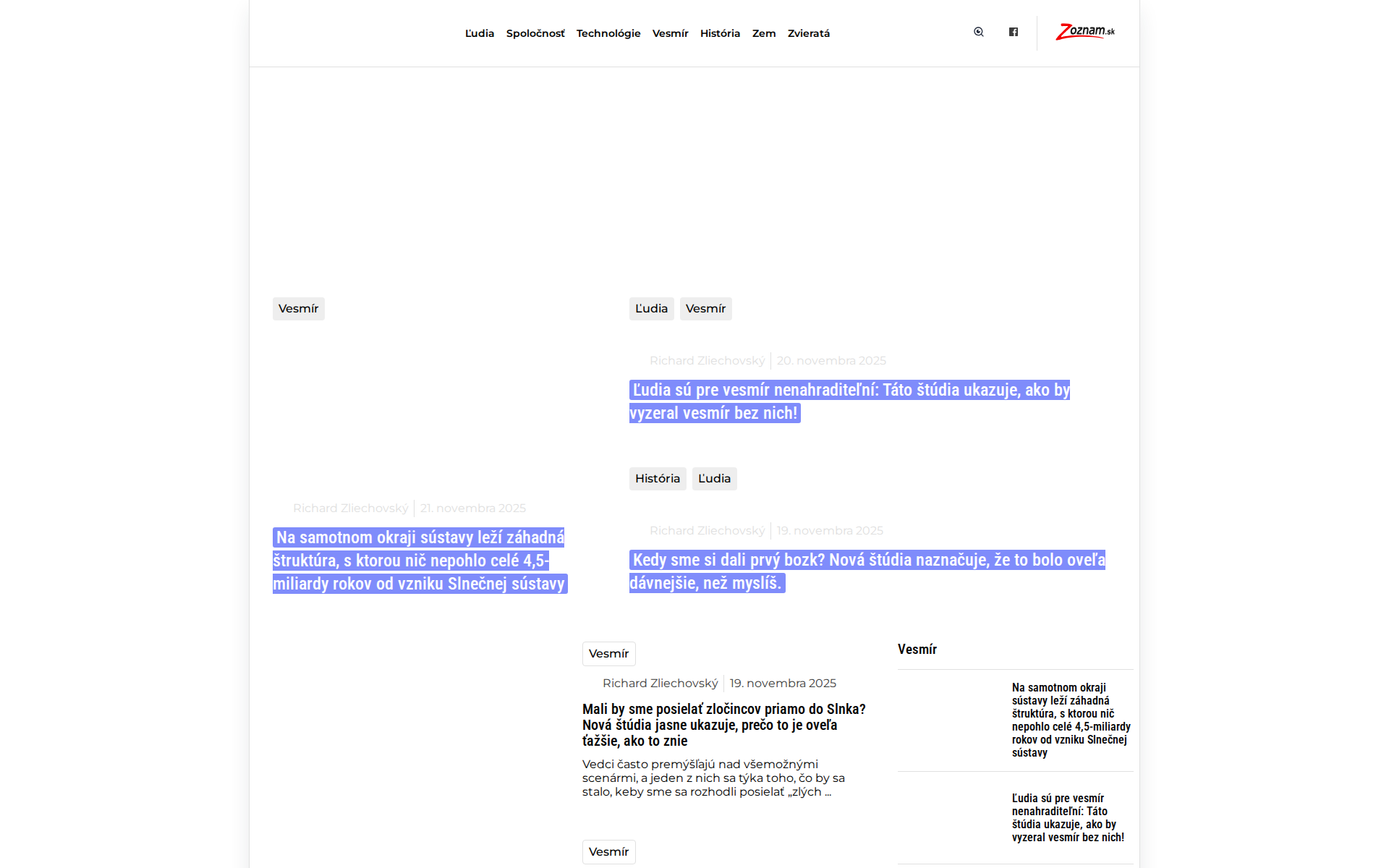 Náhľad webu vedavovrecku.sk