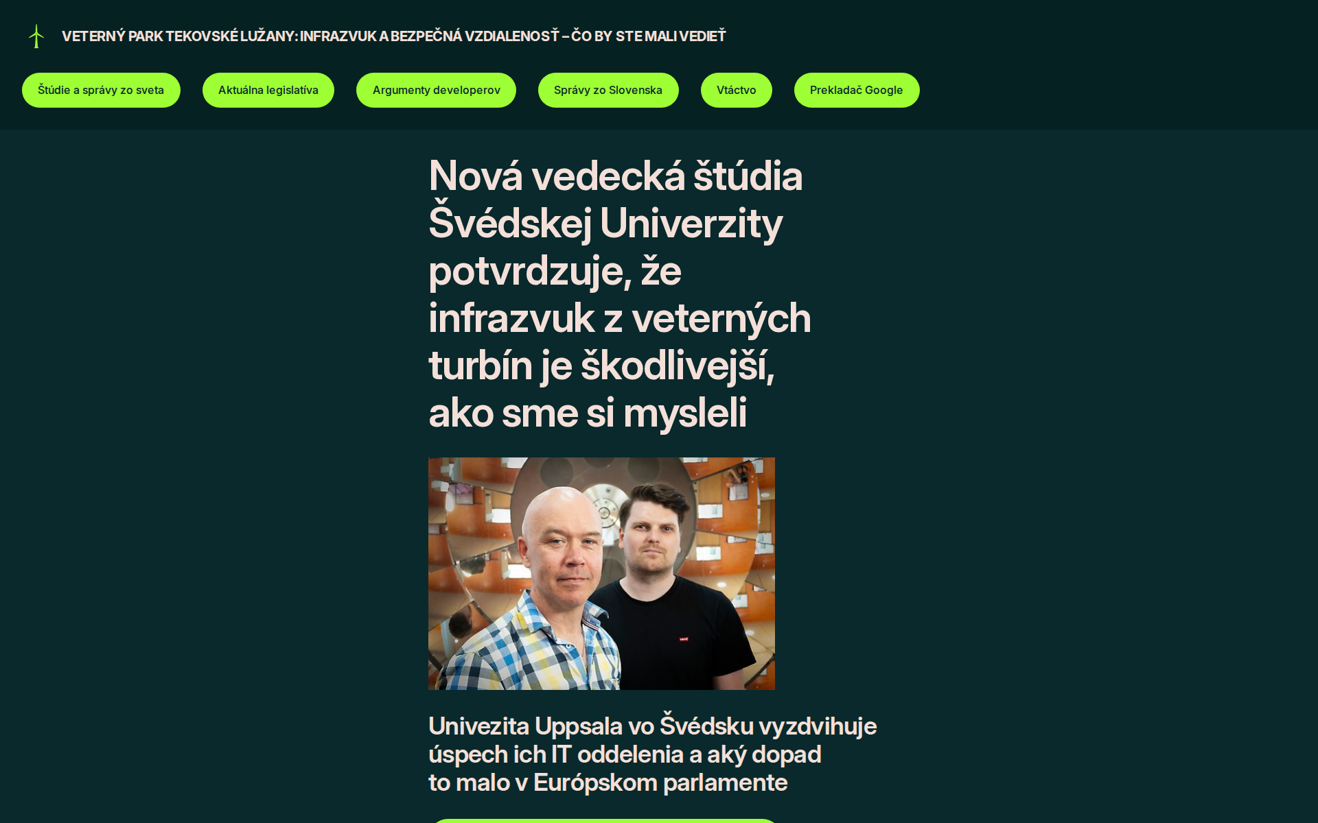 Náhľad webu veternyparktekovskeluzany.sk