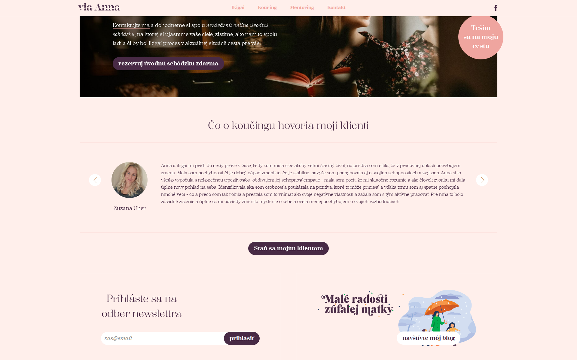 Náhľad webu viaanna.sk