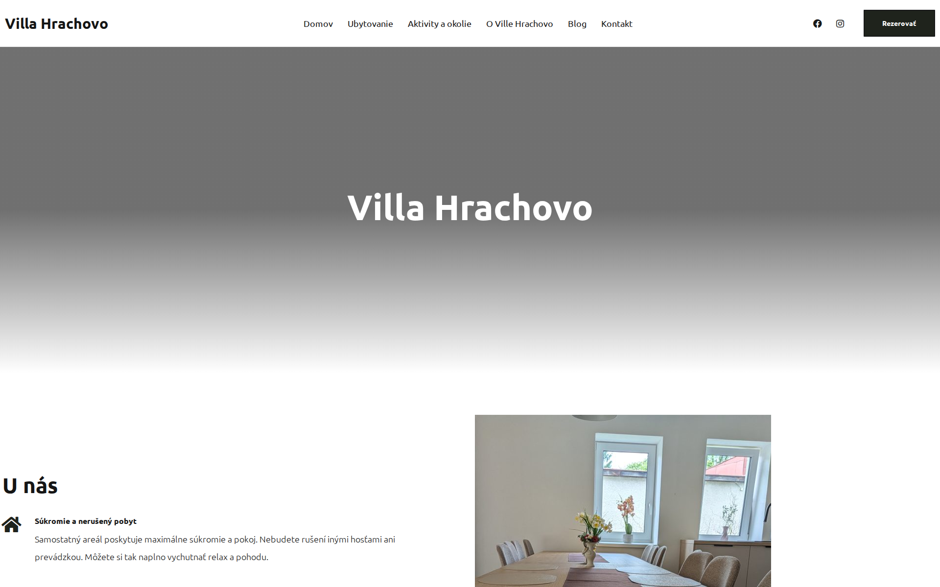 Náhľad webu villahrachovo.sk