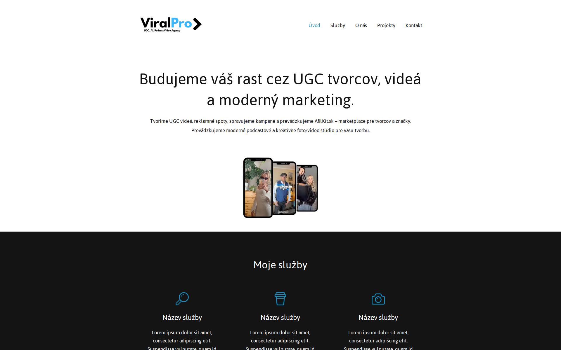 Náhľad webu viralpro.sk