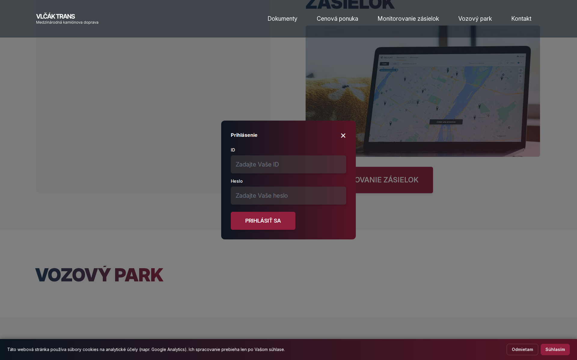 Náhľad webu vlcaktrans.sk