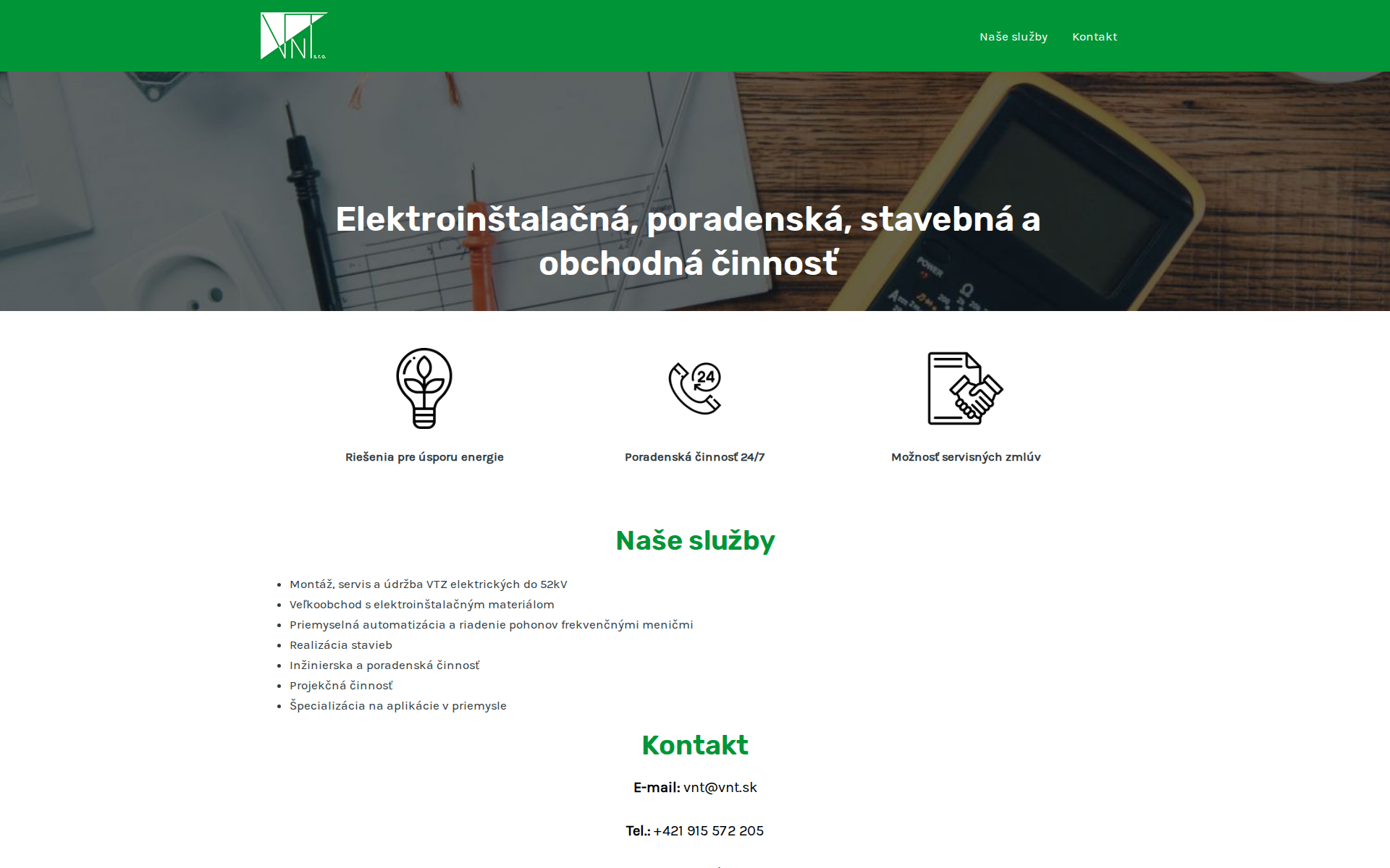 Náhľad webu vnt.sk