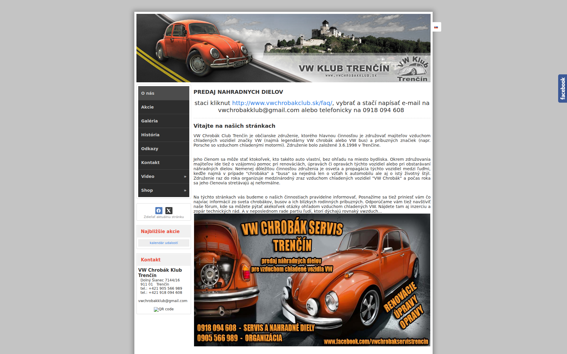 Náhľad webu vwchrobakclub.sk