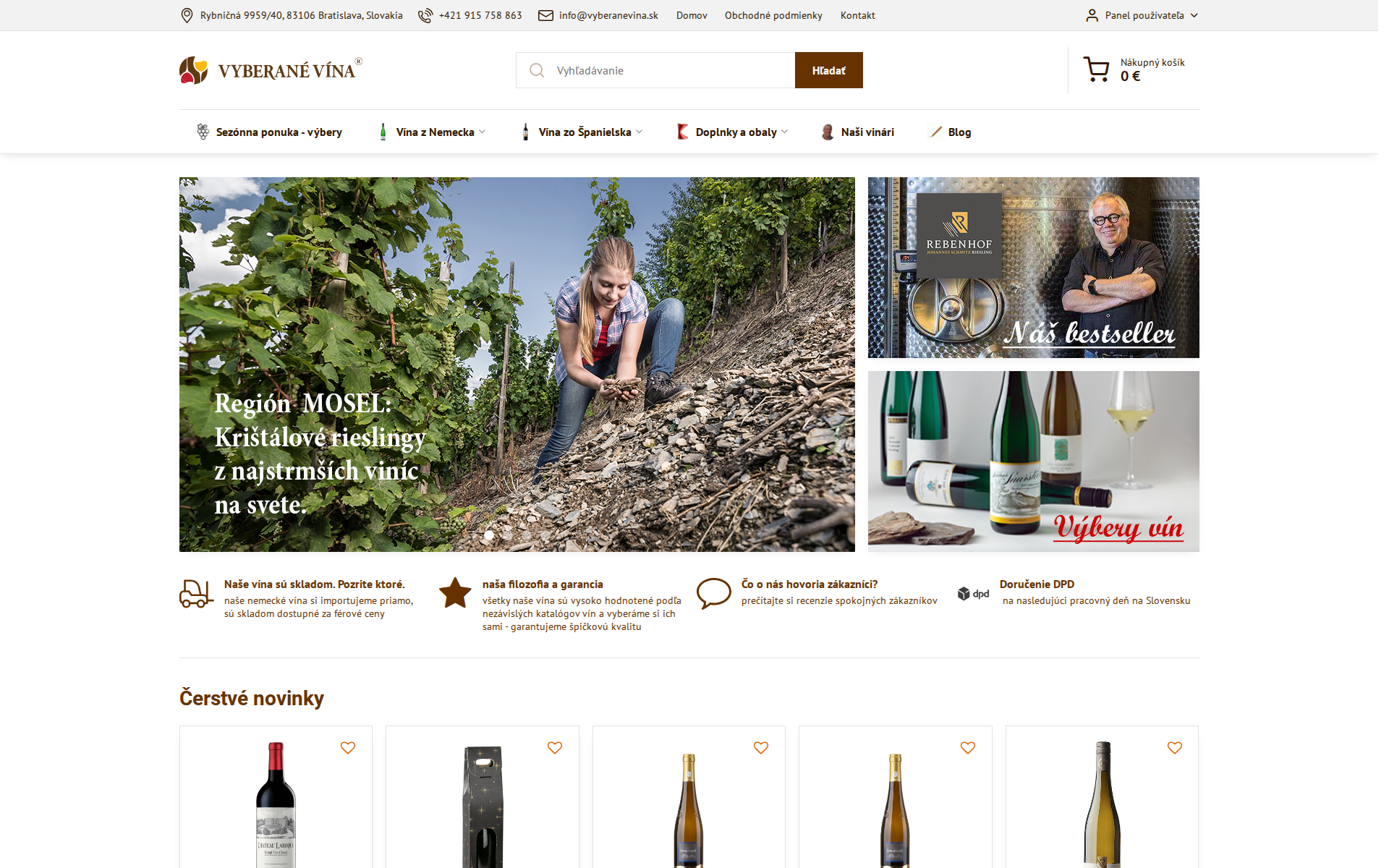 Náhľad webu vyberanevina.sk