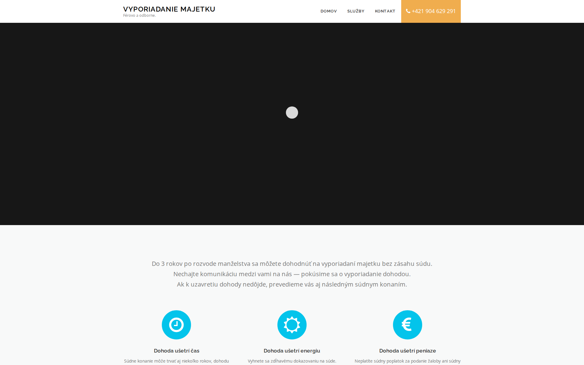 Náhľad webu vyporiadaniemajetku.sk