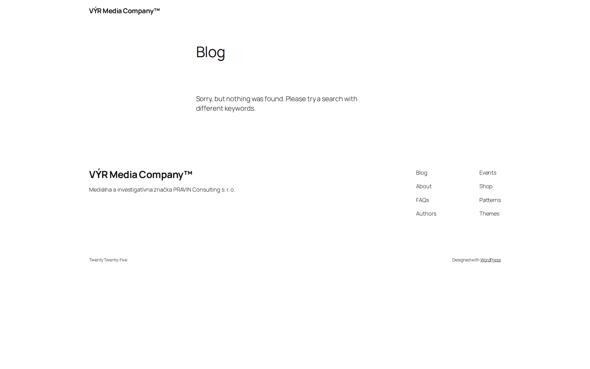 Náhľad webu vyrmediacompany.sk