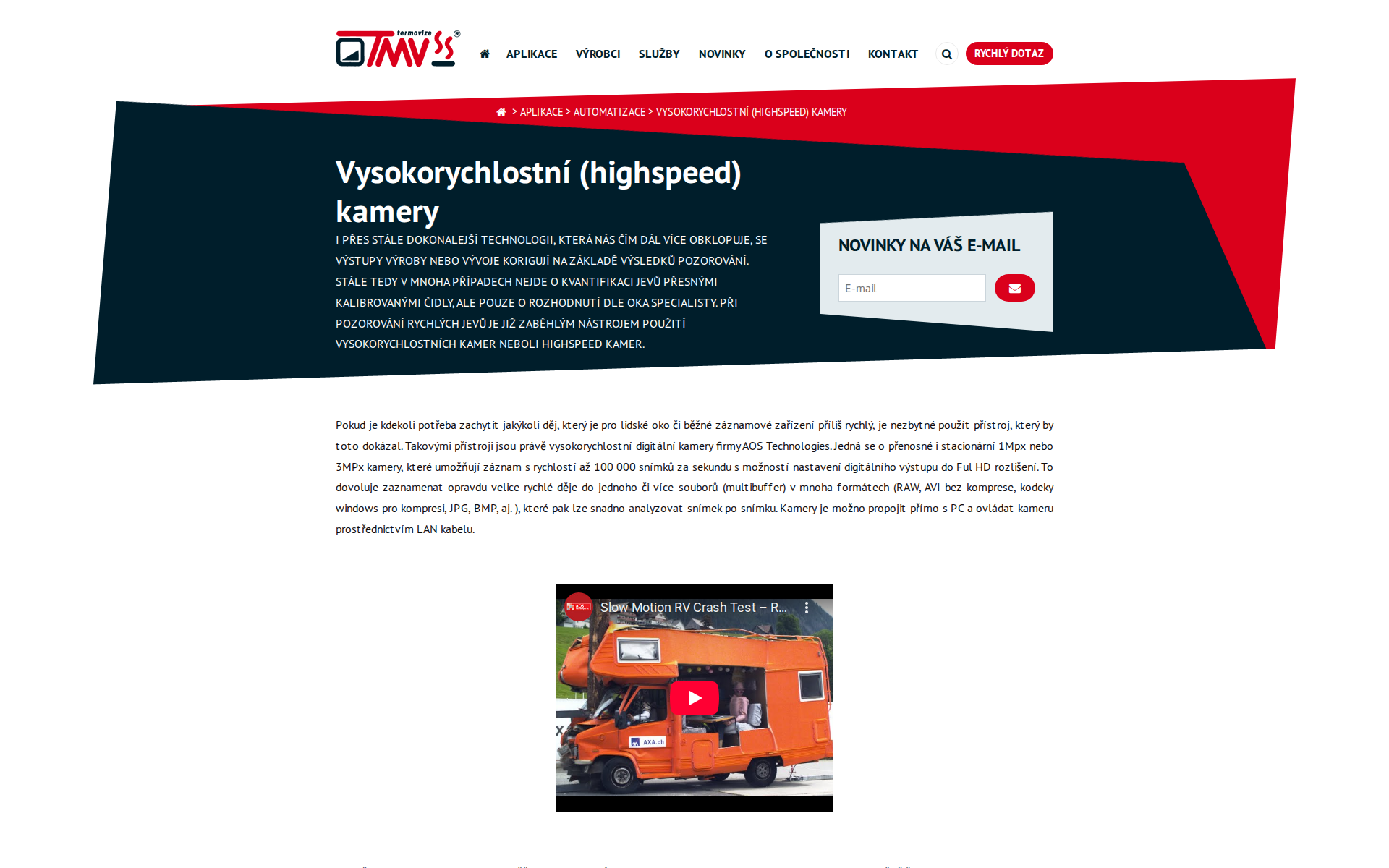 Náhľad webu vysokorychlostna-kamera.sk