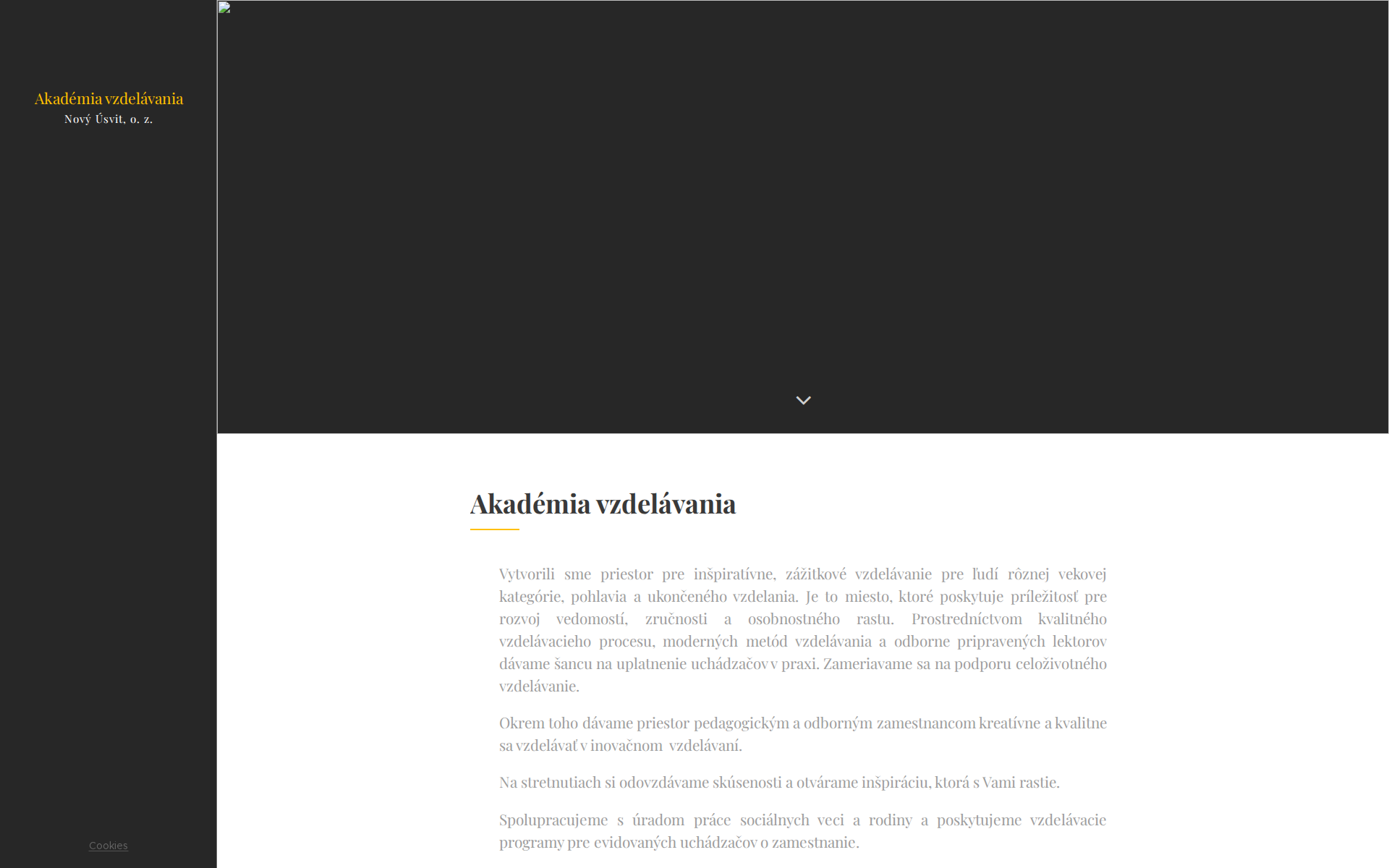 Náhľad webu vzdelavaciainstitucianovyusvitoz.sk