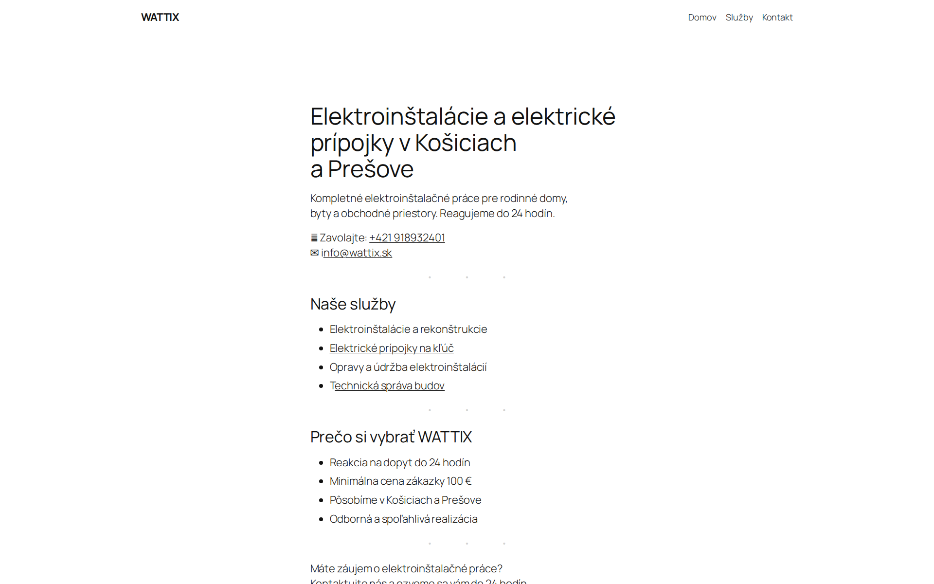 Náhľad webu wattix.sk