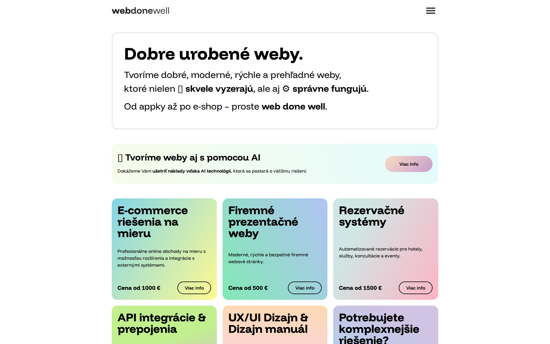 Náhľad webu webdonewell.sk