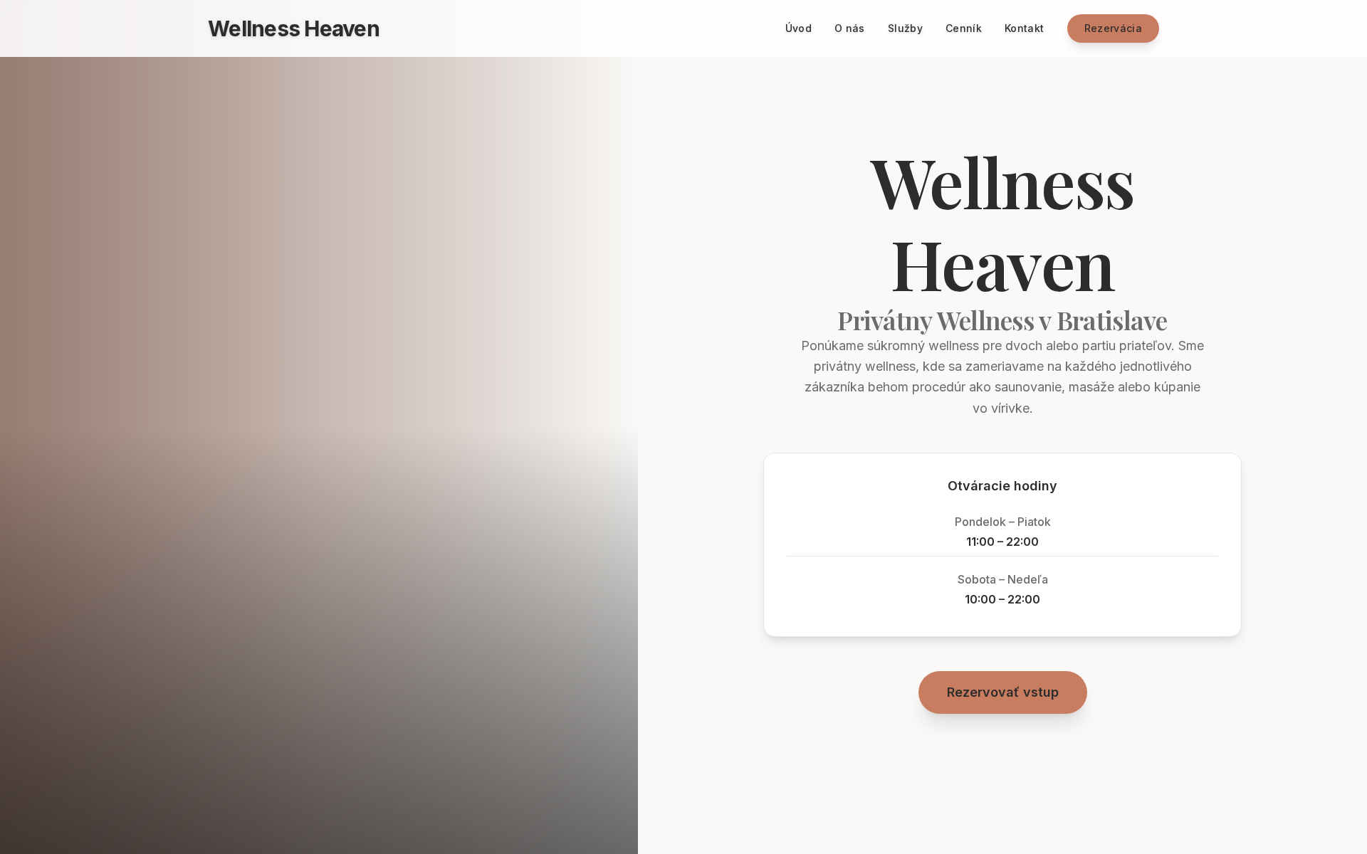 Náhľad webu wellnessheaven.sk