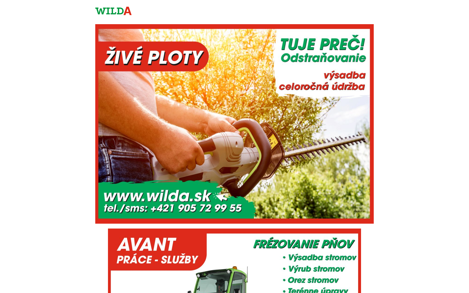 Náhľad webu wilda.sk