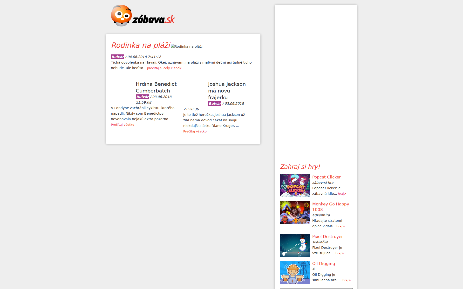 Náhľad webu zabava.sk