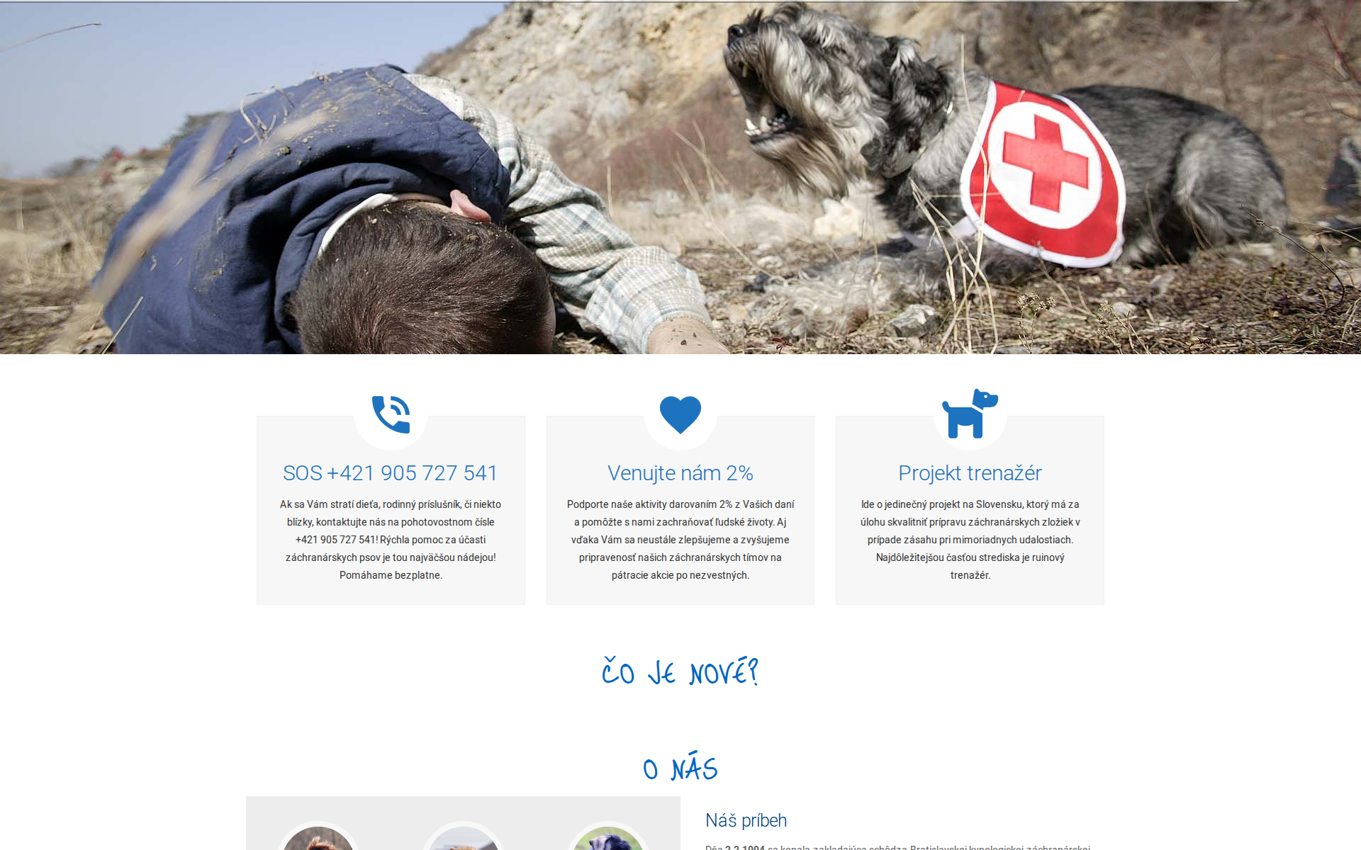 Náhľad webu zachranarskypes.sk