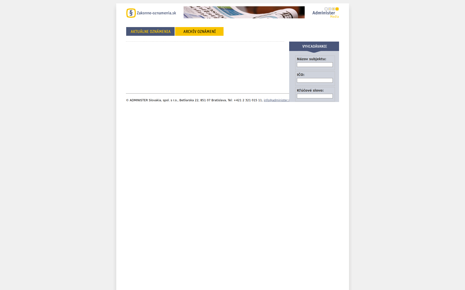 Náhľad webu zakonnaoznamenia.sk