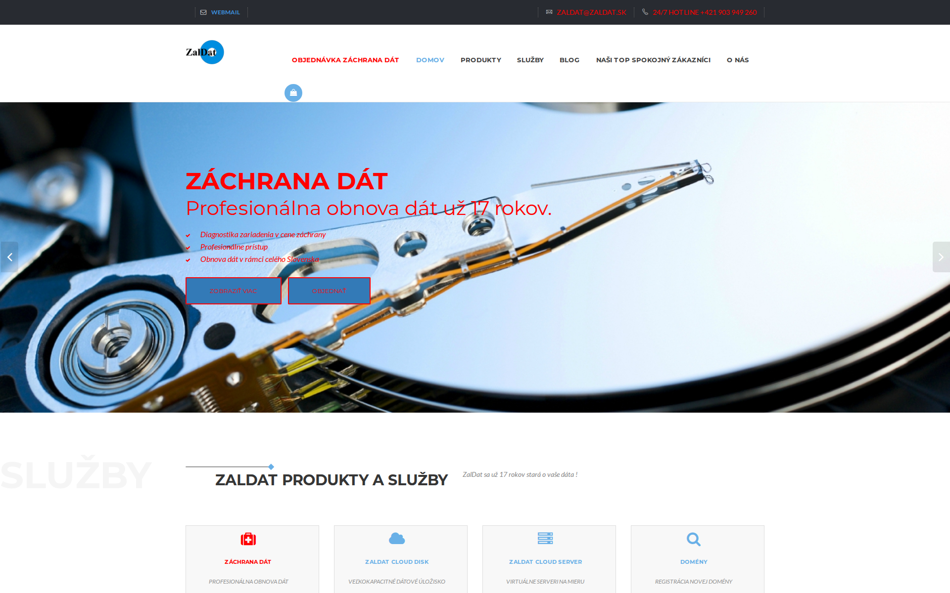 Náhľad webu zaldat.sk