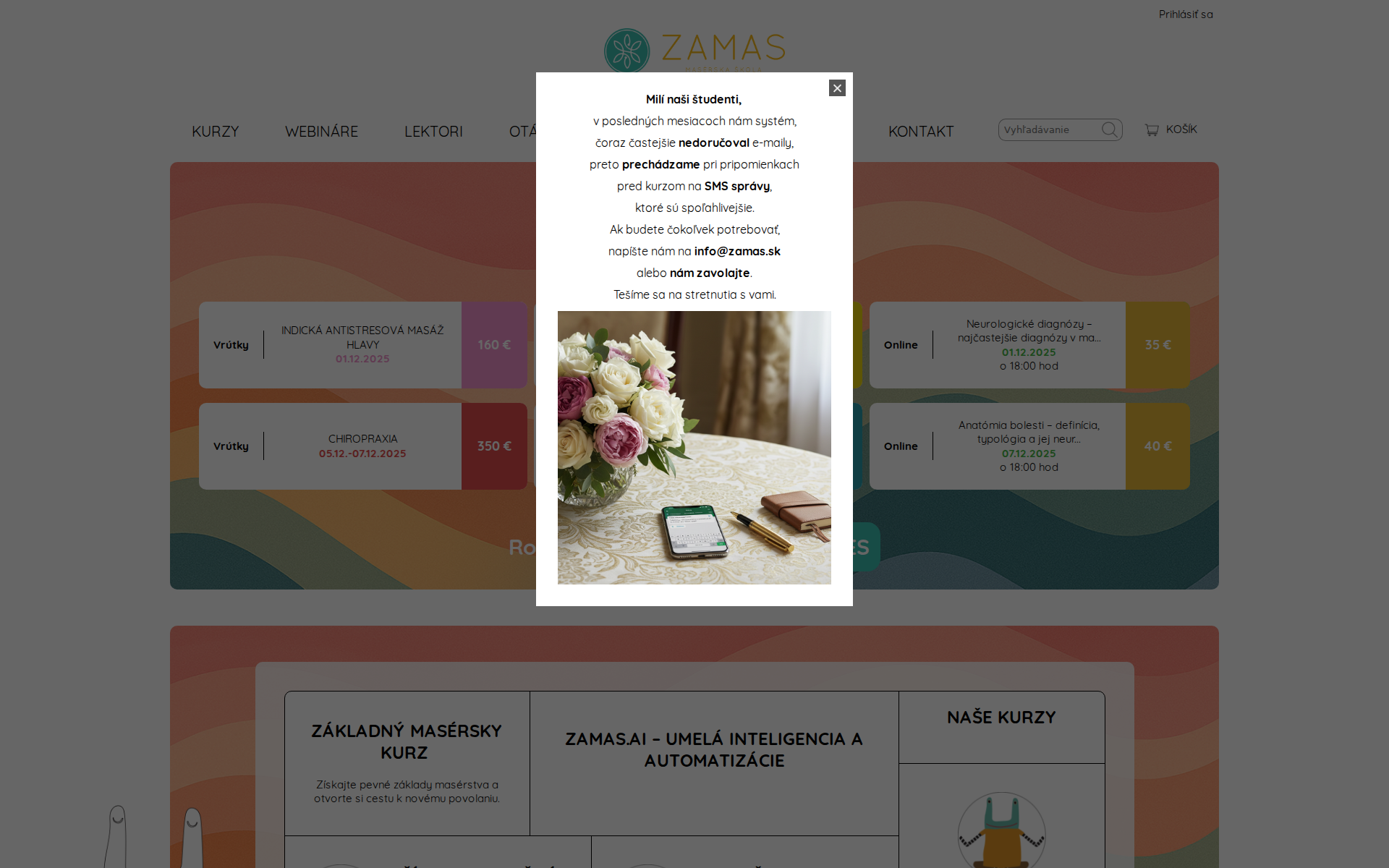 Náhľad webu zamas.sk