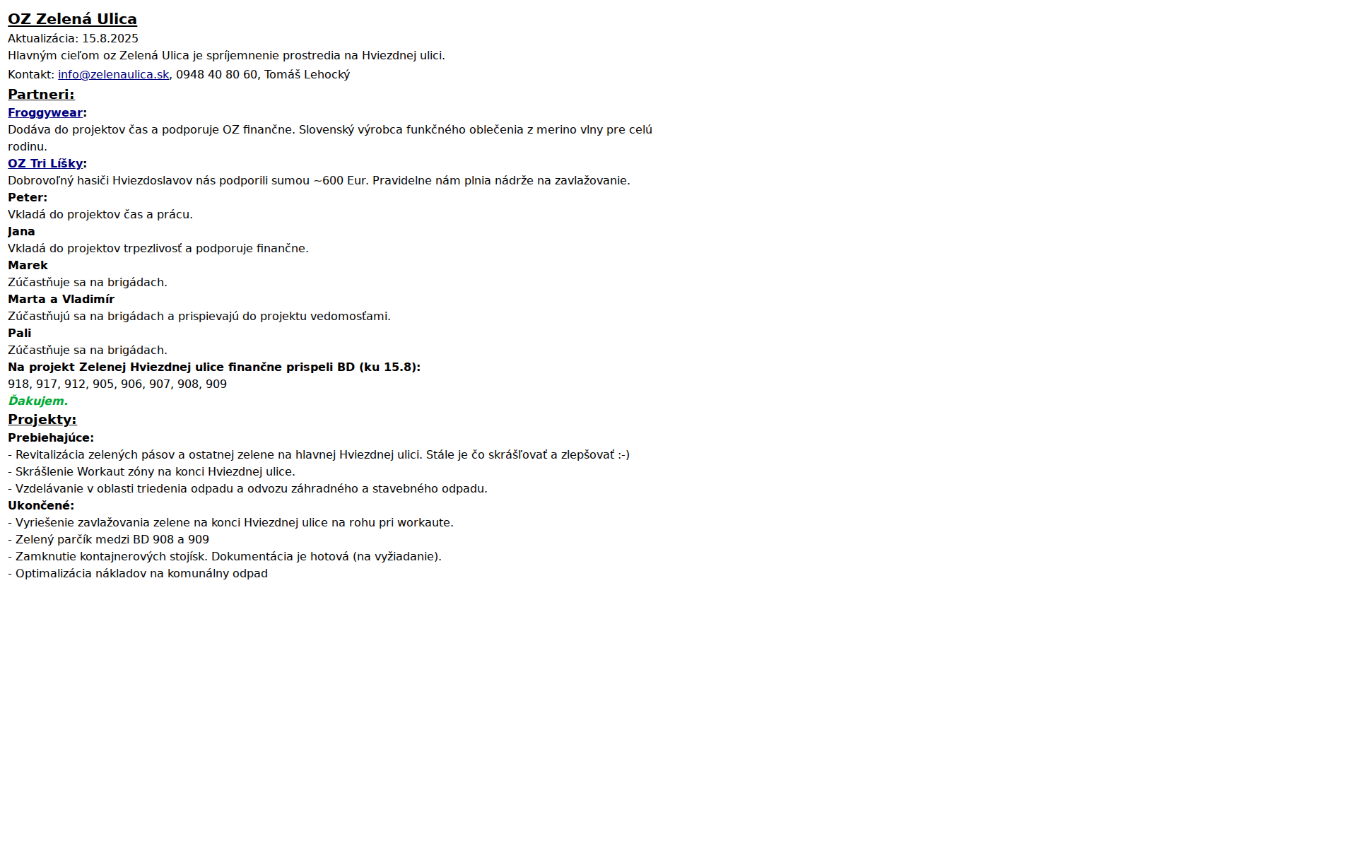 Náhľad webu zelenaulica.sk