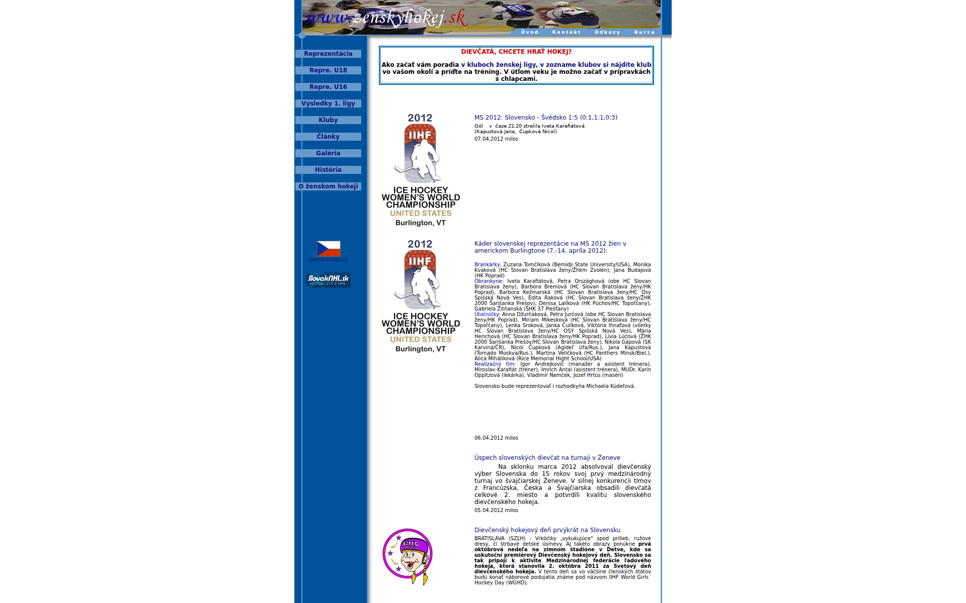 Náhľad webu zenskyhokej.sk