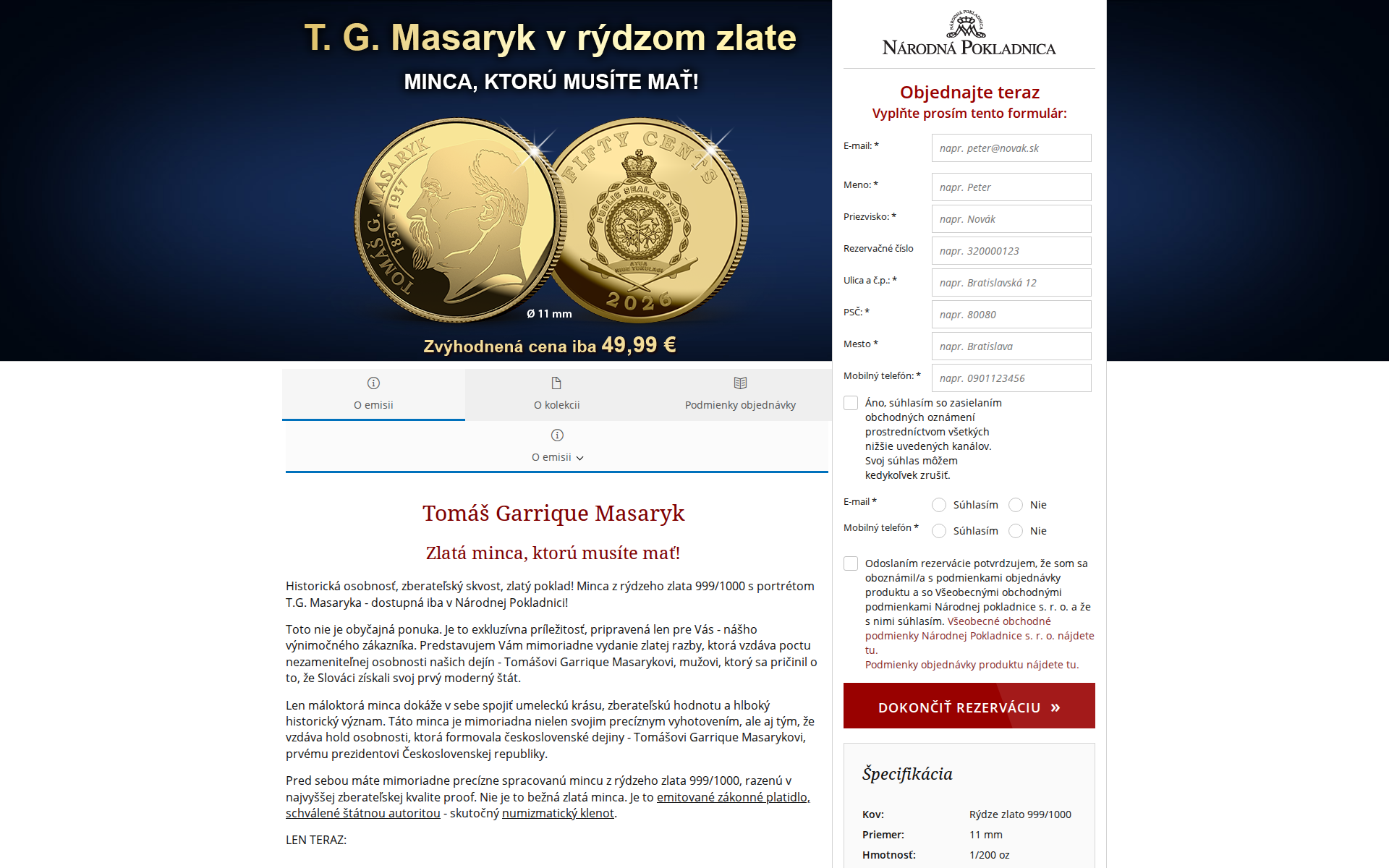 Náhľad webu zlate-poklady.sk