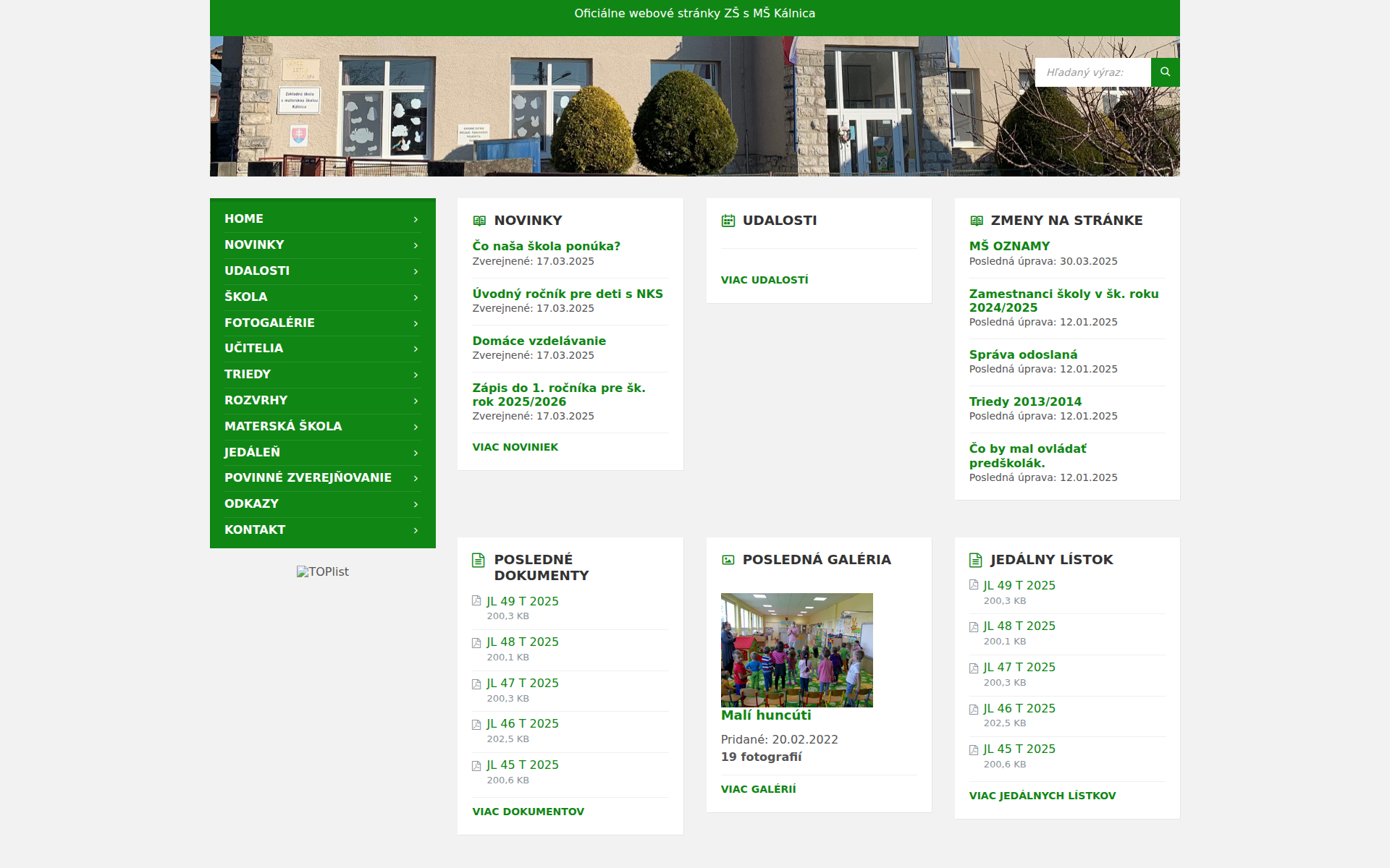 Náhľad webu zskalnica.sk