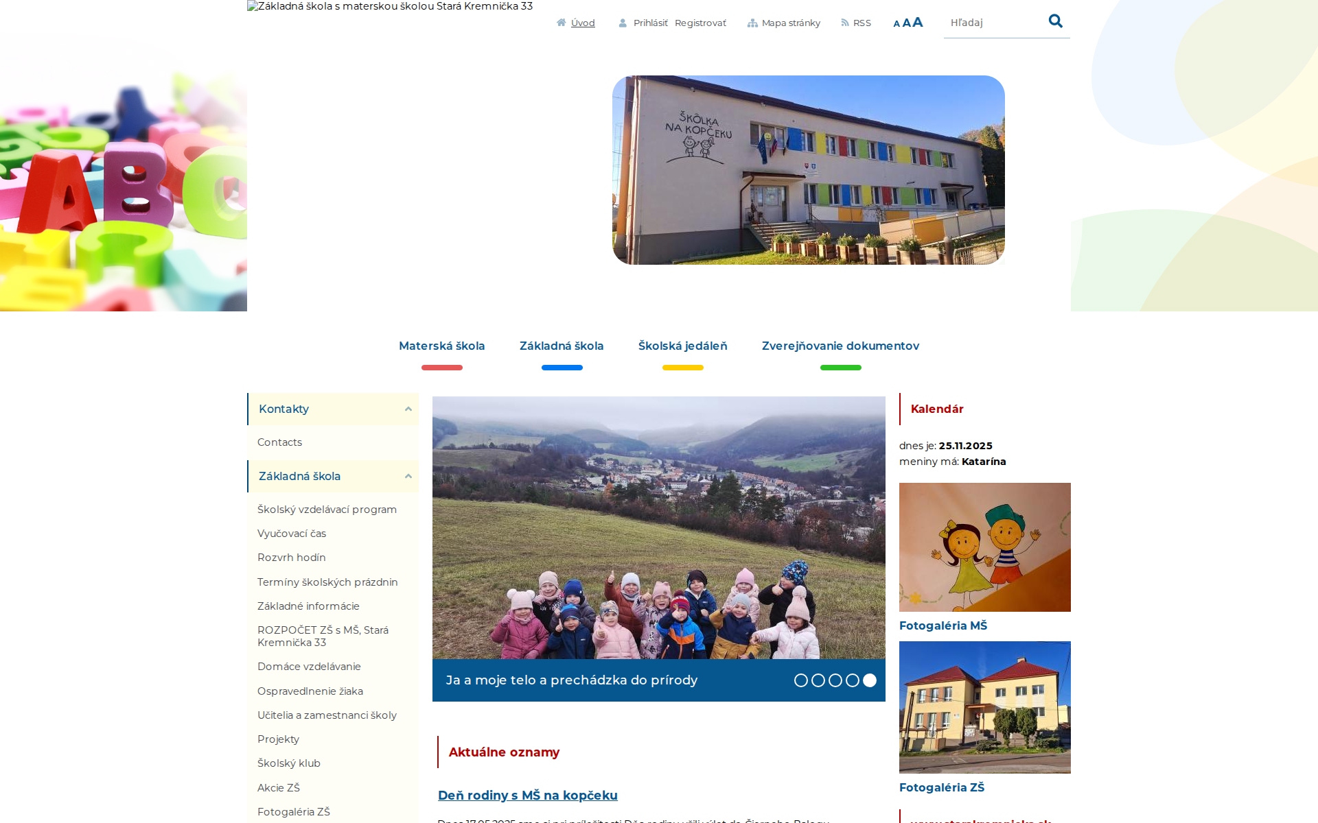 Náhľad webu zsms.sk