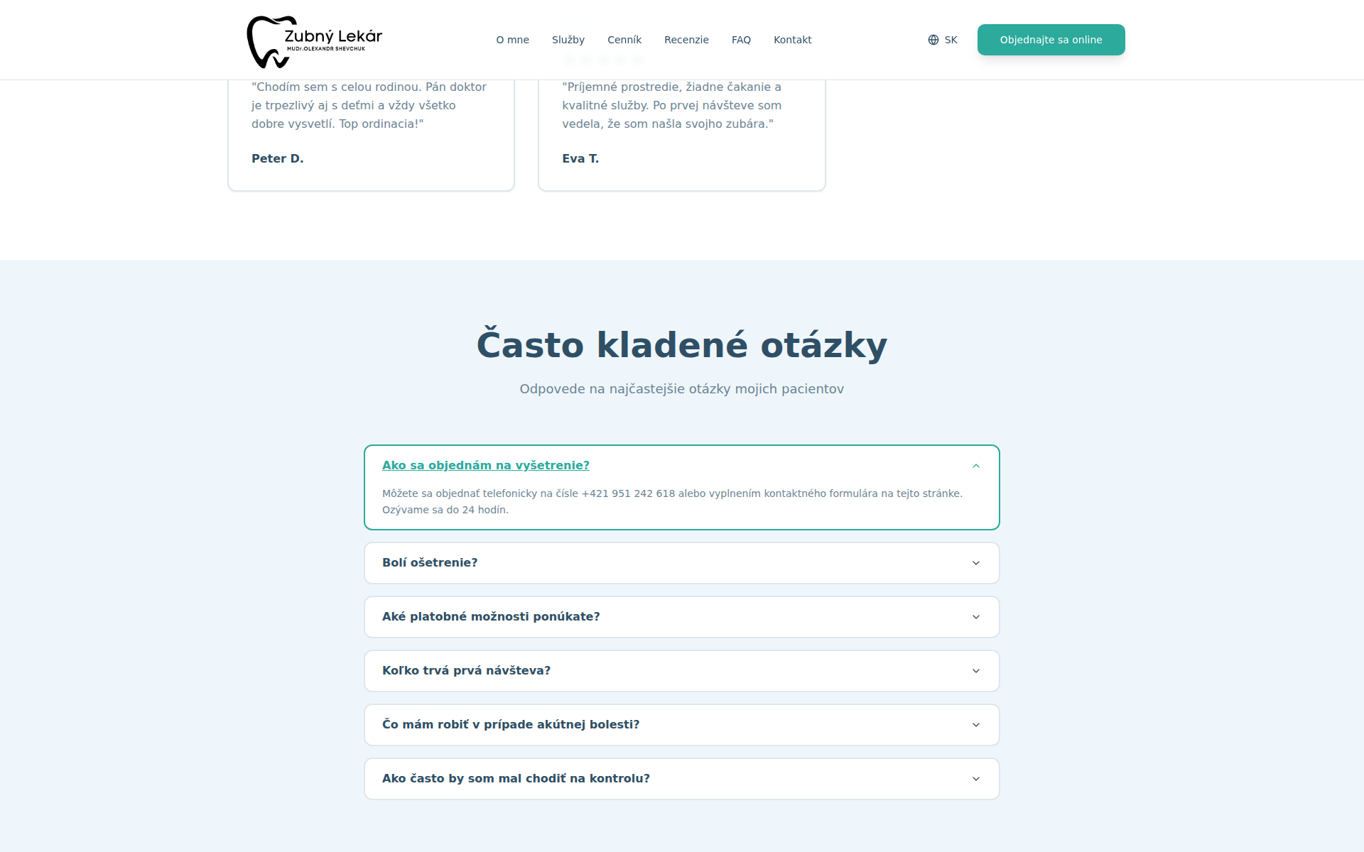 Náhľad webu zubnylekar-bratislava.sk